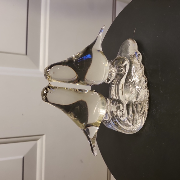 Other - Vintage Kissing Clear Blown Glass Love Birds on a Wave Paperweight Figurine